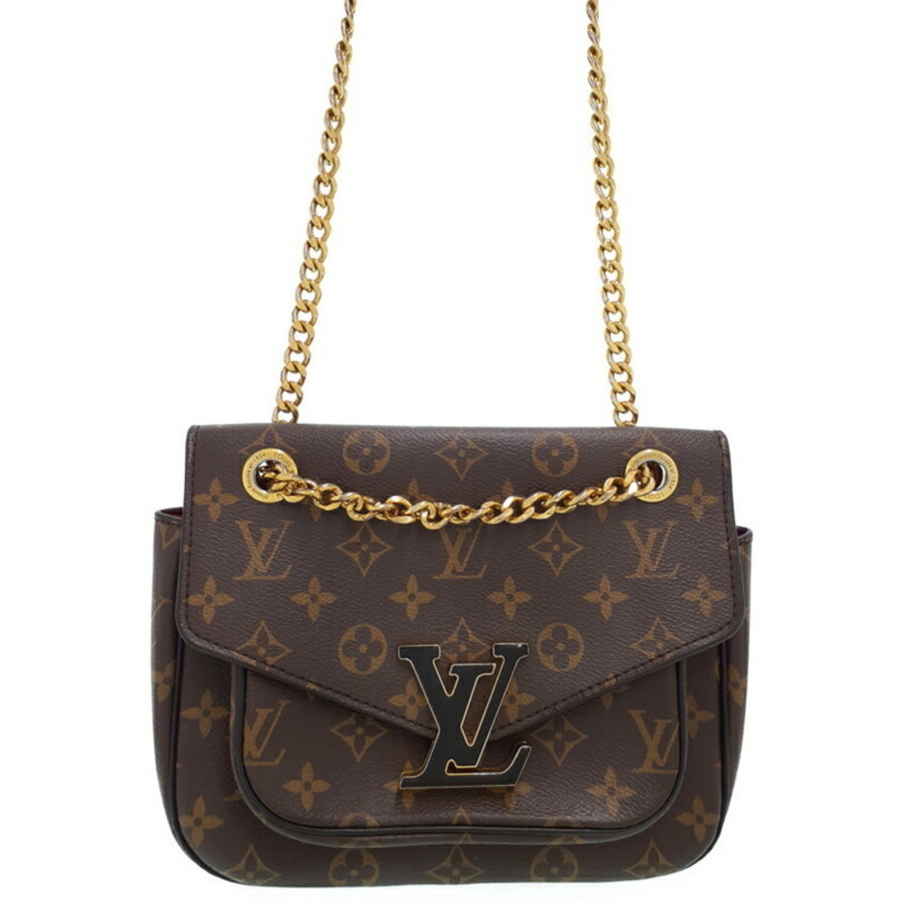 Louis Vuitton Monogram Leather Brown Passy Chain Shoulder Bag